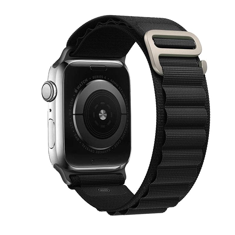 Black Alpine loop for Apple Watch 38 40 41 42 44 45 46 49 mm compatible series 1 2 3 4 5 6 7 8 9 10 SE and Ultra 1 2 - eWatch Band