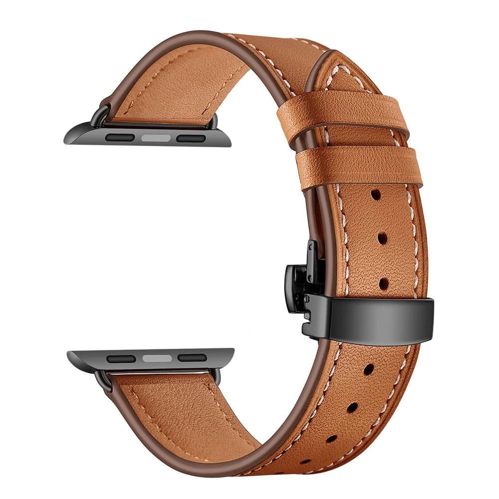 Apple Watch bands Brown Black 38 40 41 42 44 45 46 49 mm compatible series 1 2 3 4 5 6 7 8 9 10 SE and Ultra 1 2 Leather Band For Apple Watch - eWatch Band