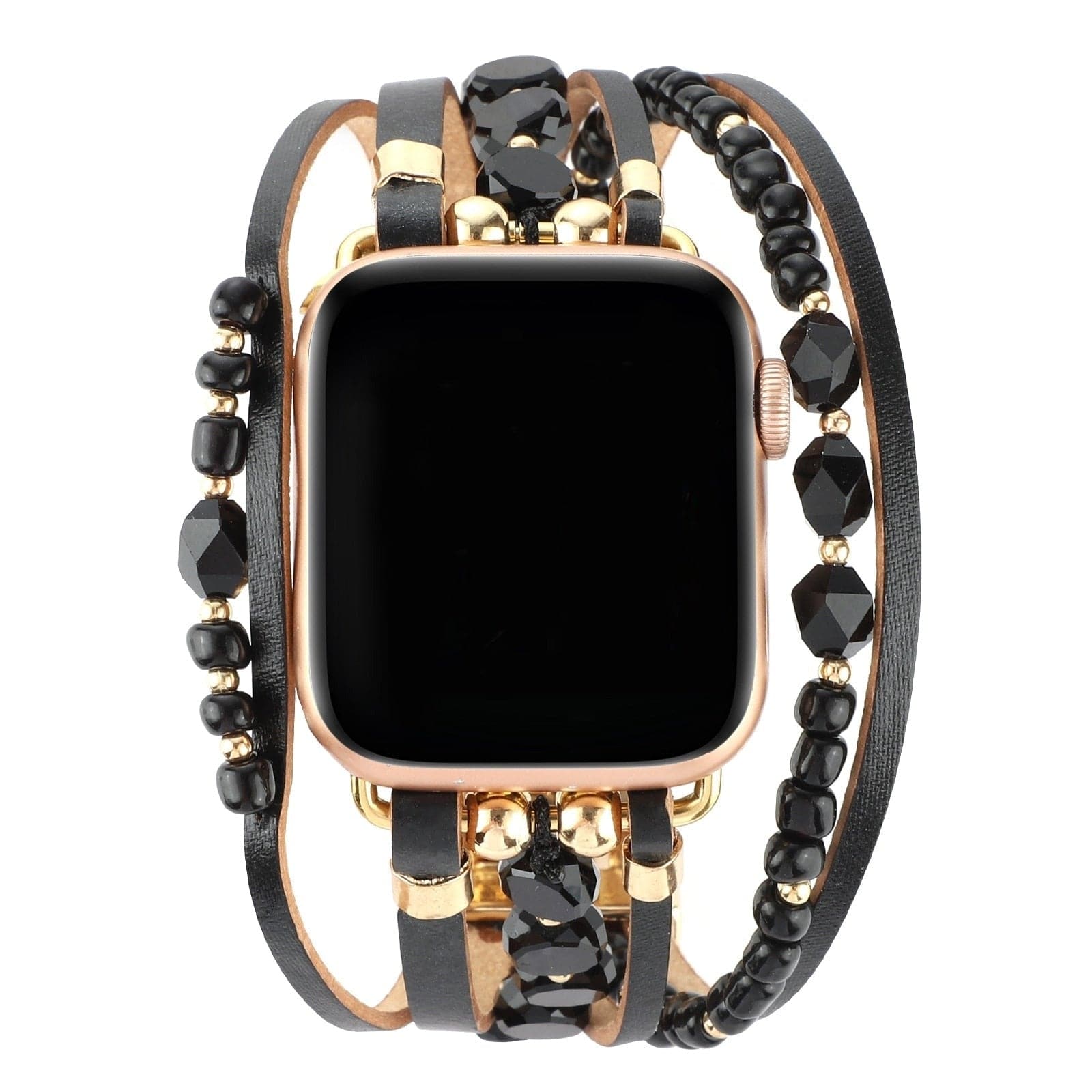 Apple Watch bands Black and gold 38 40 41 42 44 45 46 49 mm compatible series 1 2 3 4 5 6 7 8 9 10 SE and Ultra 1 2 Pearl Apple Watch Band - eWatch Band