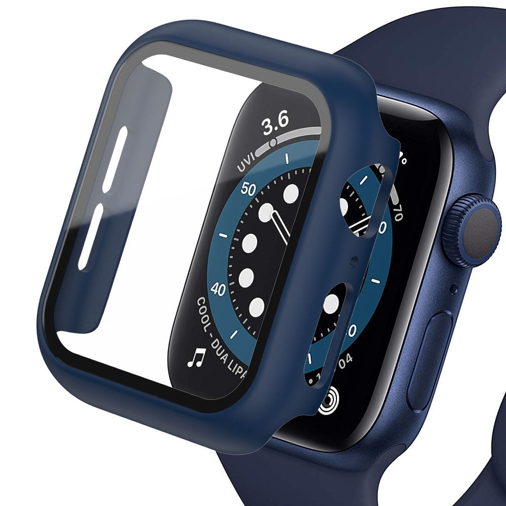 Apple Watch case and tempered glass Midnight blue 38 40 41 42 44 45 46 compatible series 1 2 3 4 5 6 7 8 9 10 and SE Apple Watch case and screen protector - eWatch Band