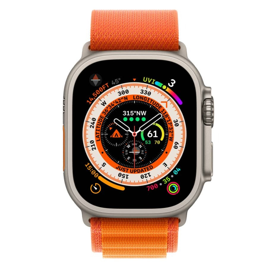 Front view Orange Alpine loop for Apple Watch ultra 2 - eWatch Band