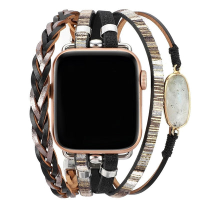 Apple Watch bands Black with white stone 38 40 41 42 44 45 46 49 mm compatible series 1 2 3 4 5 6 7 8 9 10 SE and Ultra 1 2 Pearl Apple Watch Band - eWatch Band