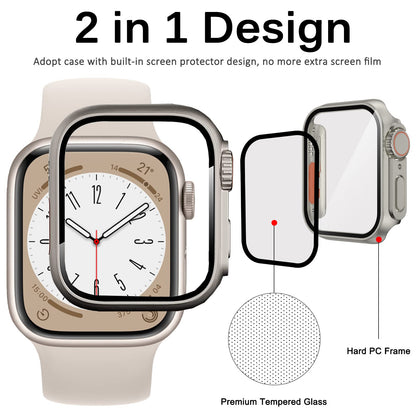 Apple Watch case and tempered glass 2 in 1 38 40 41 42 44 45 46 49 mm compatible series 1 2 3 4 5 6 7 8 9 10 SE Case and Screen protector Apple Watch Ultra appearance - eWatch Band