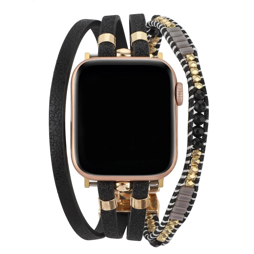 Apple Watch bands Black 38 40 41 42 44 45 46 49 mm compatible series 1 2 3 4 5 6 7 8 9 10 SE and Ultra 1 2 Pearl Apple Watch Band - eWatch Band