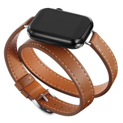 Apple Watch bands Brown 38 40 41 42 44 45 46 49 mm compatible series 1 2 3 4 5 6 7 8 9 10 SE and Ultra 1 2 Double Tour Leather Apple Watch Band - eWatch Band