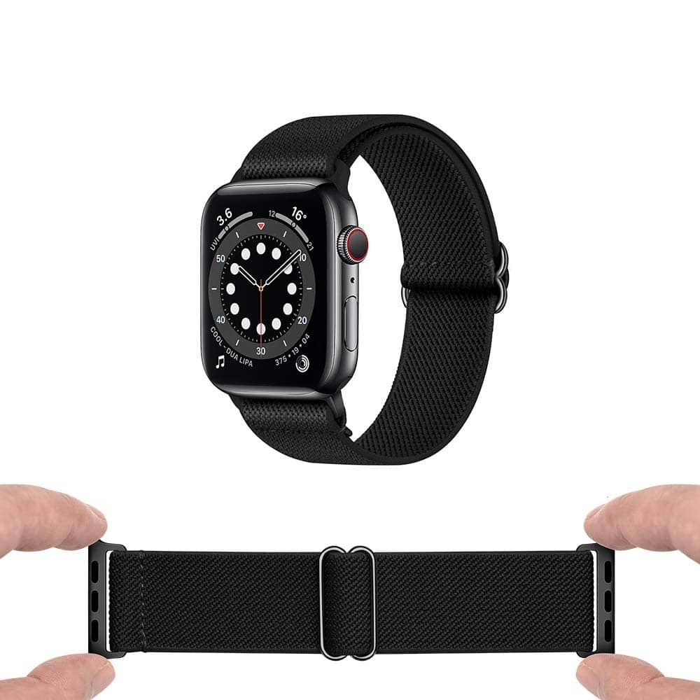 Apple Watch band stretch Black 38 40 41 42 44 45 46 49 mm compatible series 1 2 3 4 5 6 7 8 9 10 SE and Ultra 1 2 Scrunchie Apple Watch Band - eWatch Band