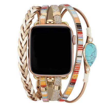 Apple Watch bands Colorful with blue stone 38 40 41 42 44 45 46 49 mm compatible series 1 2 3 4 5 6 7 8 9 10 SE and Ultra 1 2 Pearl Apple Watch Band - eWatch Band