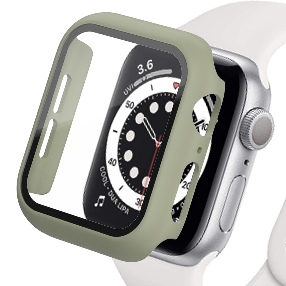 Apple Watch case and tempered glass Green 38 40 41 42 44 45 46 compatible series 1 2 3 4 5 6 7 8 9 10 and SE Apple Watch case and screen protector - eWatch Band