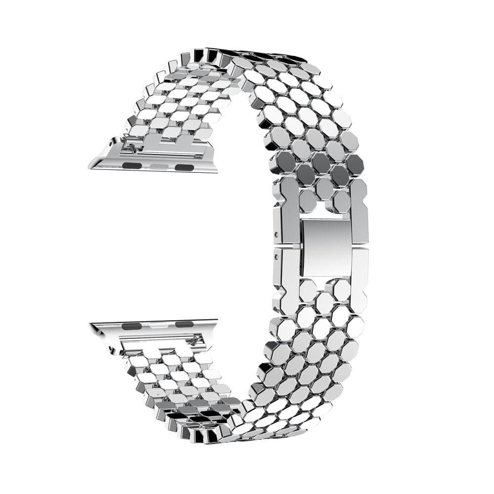 Apple Watch bands Silver 38 40 41 42 44 45 46 49 mm compatible series 1 2 3 4 5 6 7 8 9 10 SE and Ultra 1 2 Octagonal steel Apple Watch band - eWatch Band